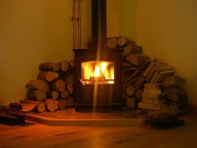 Wood burning stove in Rathad an Drobhair Holiday Cottage Rental Accommodation in Strathconon